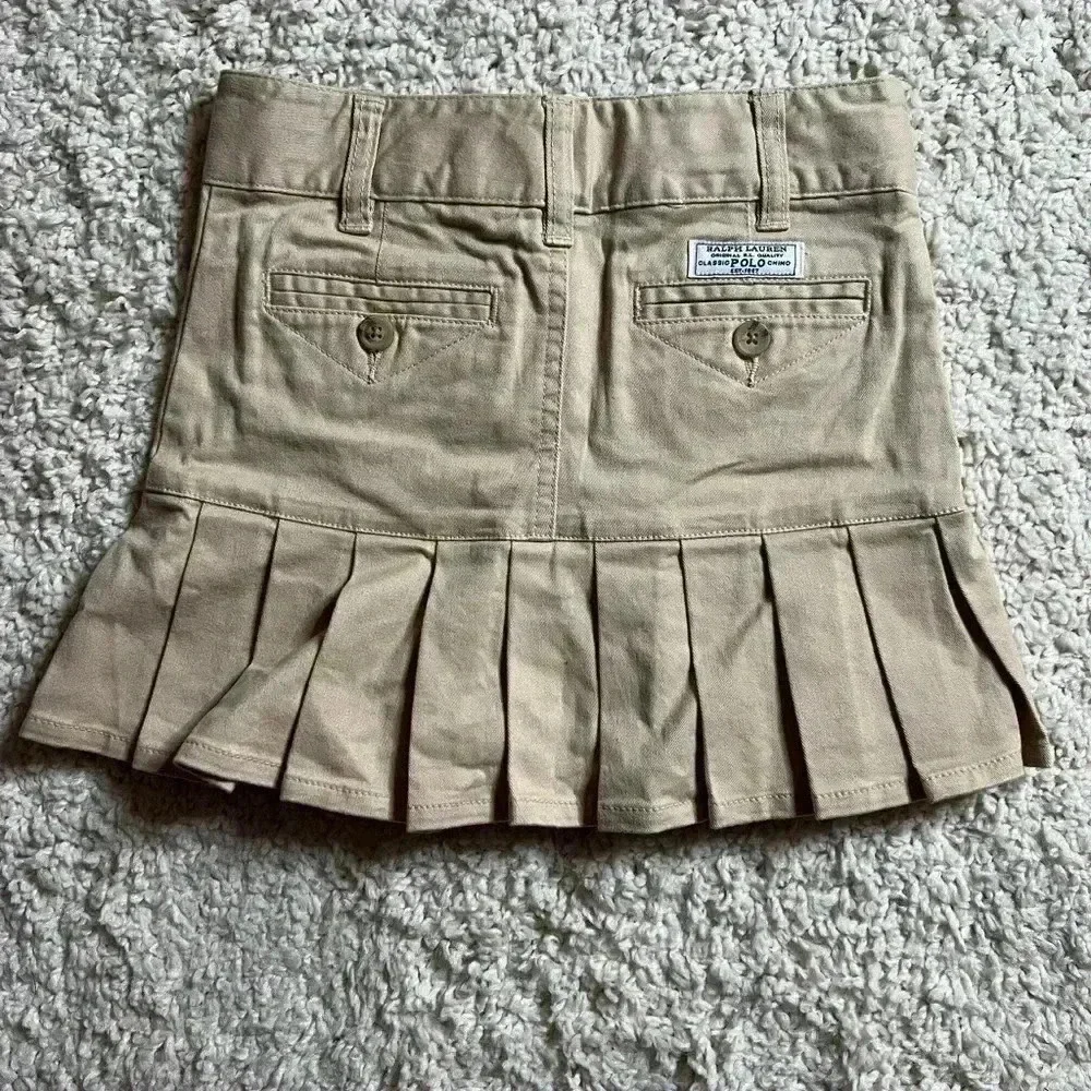 RALPH LAUREN GIRLS SKIRT KHAKI PLEATED SIZE 5 NWT